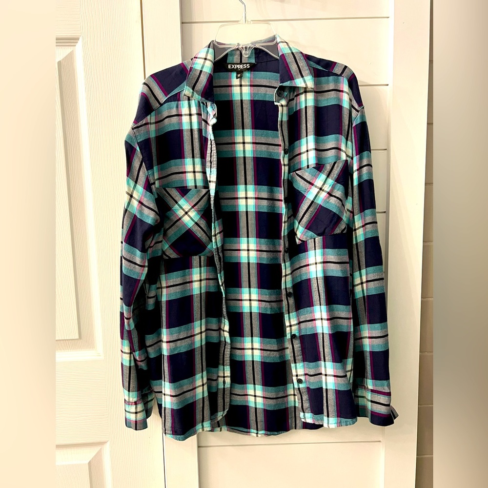 Express button down boyfriend top